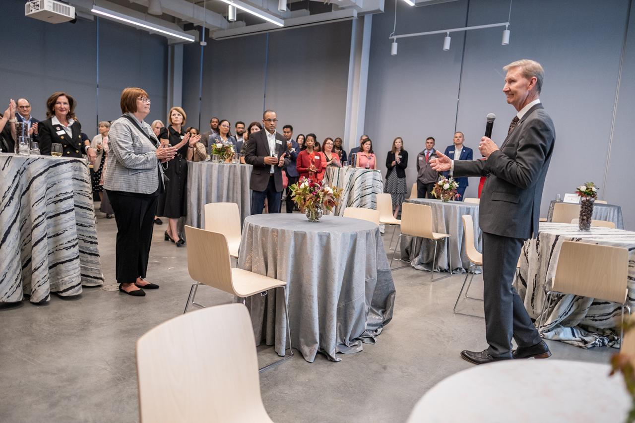 President Ted Carter speaking at Buckeyes in the City